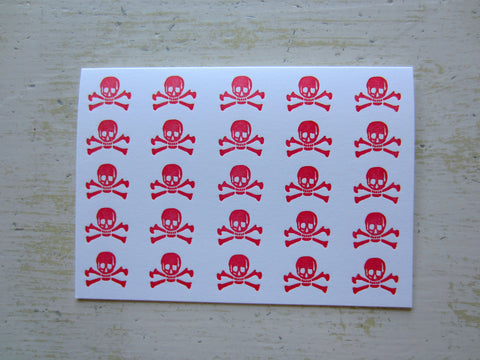 skull & crossbones red folded notes