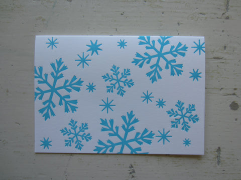 snowflake aqua folded notes