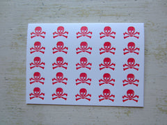 skull & crossbones red folded notes