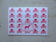 skull & crossbones red folded notes