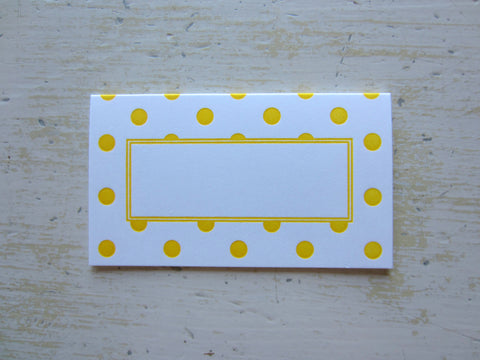 polka dot yellow place cards