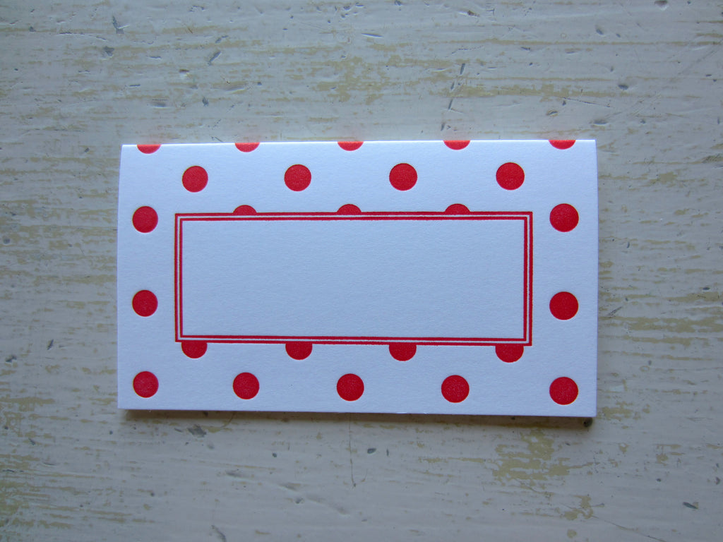 polka dot red place cards