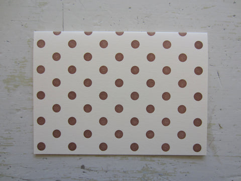 polka dot brown folded note on ecru