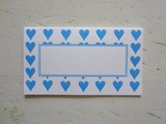 heart blue place cards