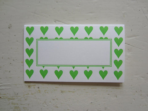 heart bright green place cards