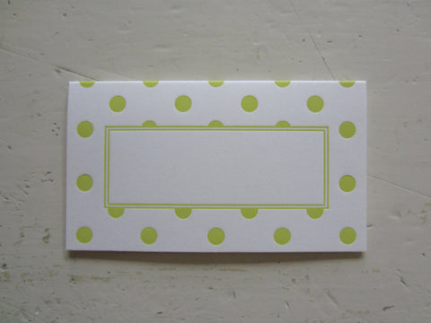 polka dot chartreuse place cards